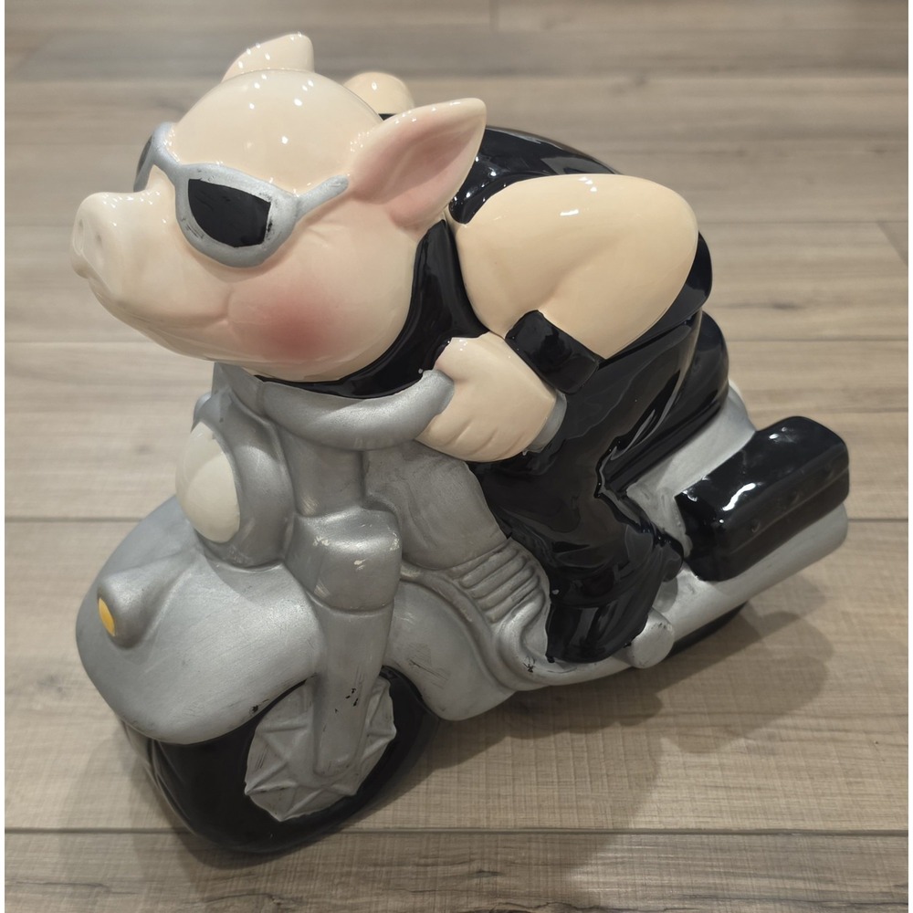 Harley Davidson Inspired Hog Biker Cookie Jar Motorcycle Decor Collectible